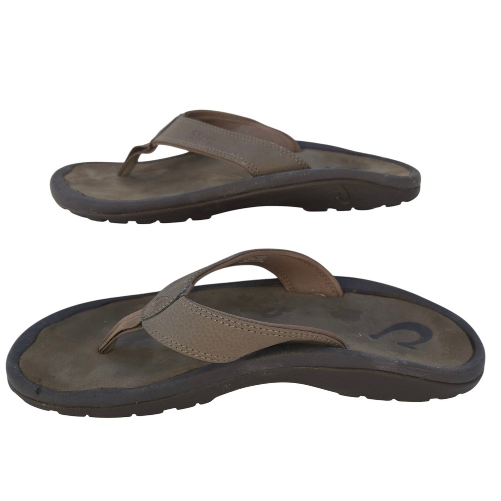 Olukai Ohana Flip Flops Mens Size 11 Brown Thong Sandals 10110A-1313 - Picture 3 of 9